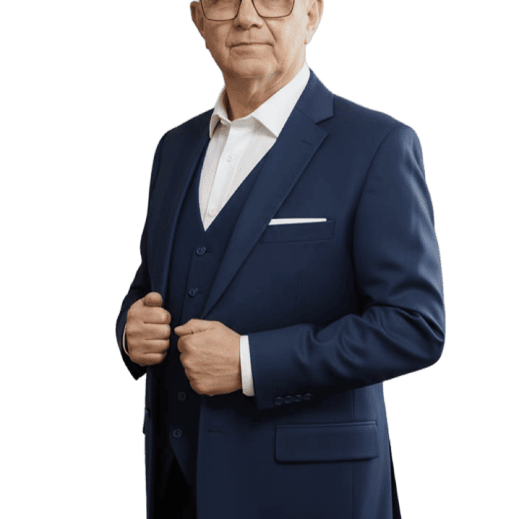 moura silva em pe no meio de sua sala